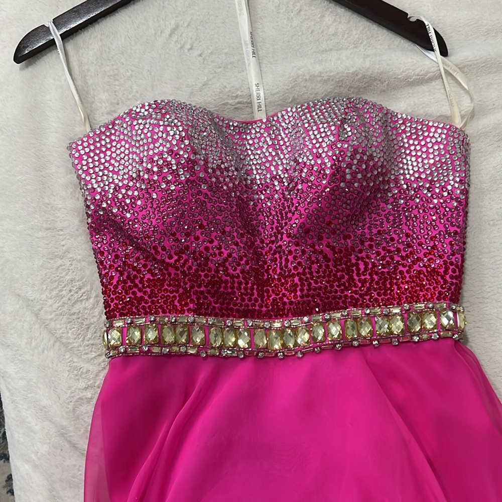 Sherri Hill Strapless Pink and Gold Dress - Picture 2 of 4